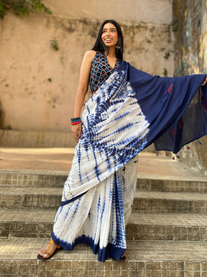 Kaahi Shibori Mul Cotton saree