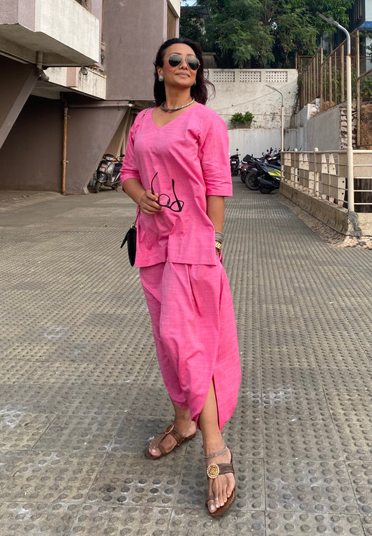 Baby Pink Dhoti co-ord set