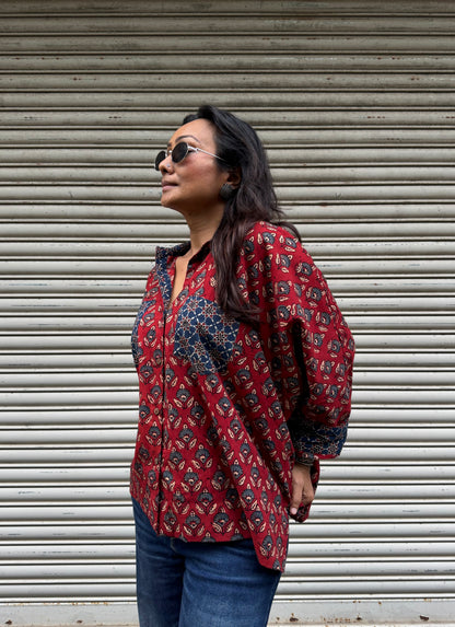 Laal Ajrakh Cotton Shirt