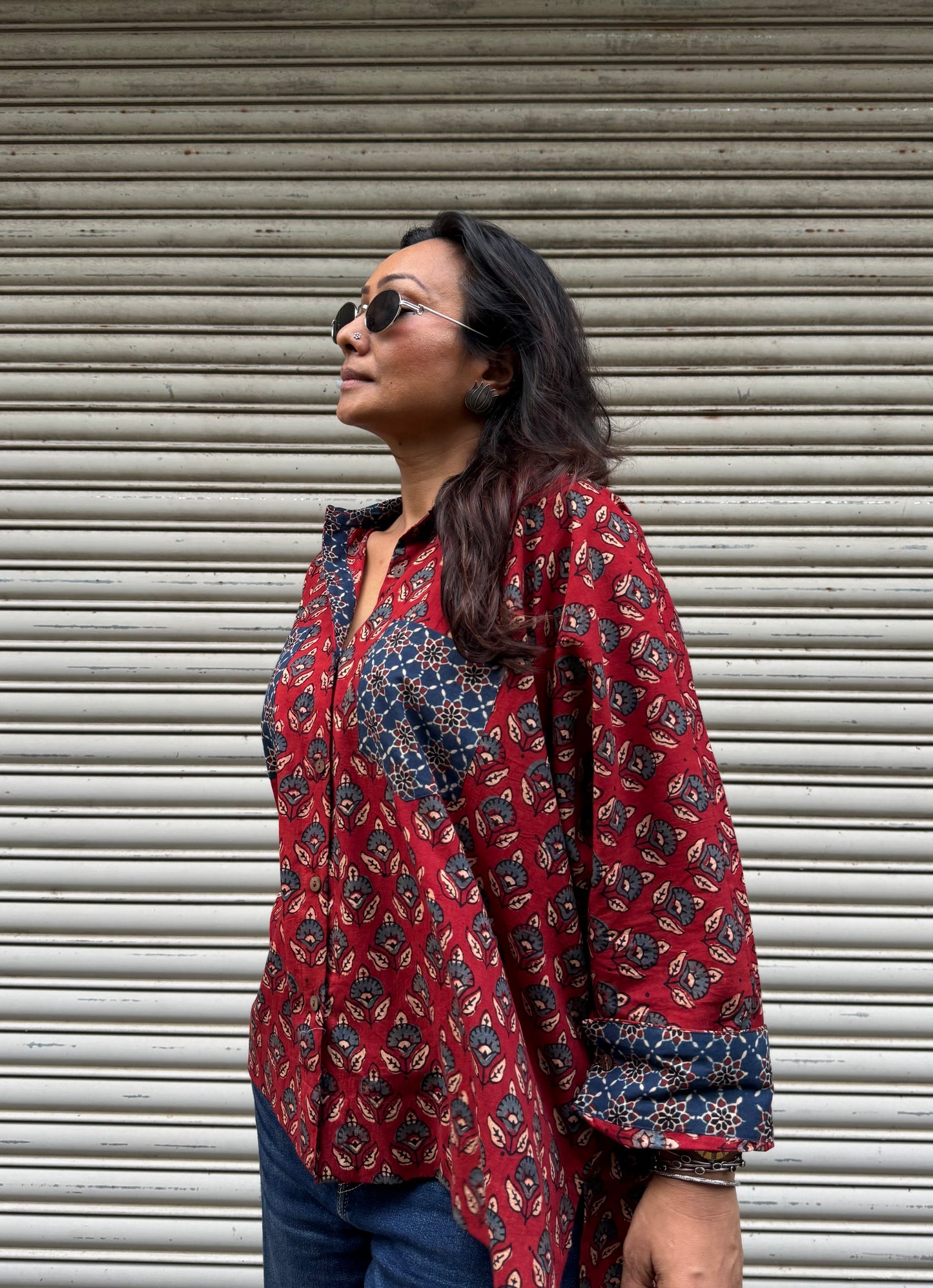 Laal Ajrakh Cotton Shirt
