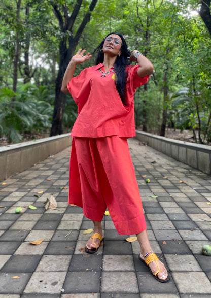 Peachy pink Jhabla co-ord set