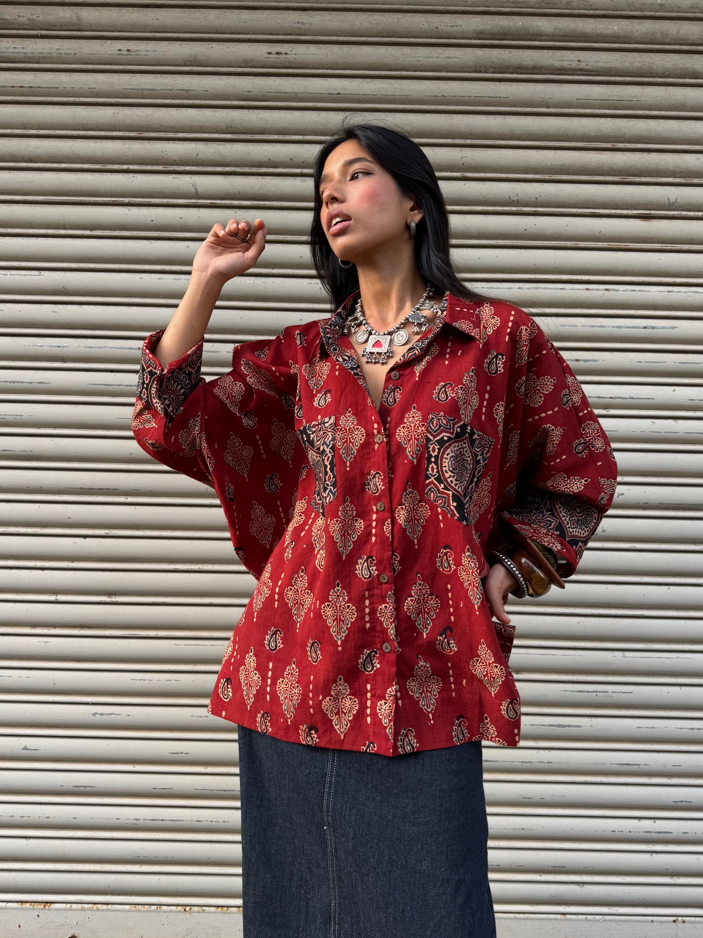 Mitti Ajrakh Cotton Shirt