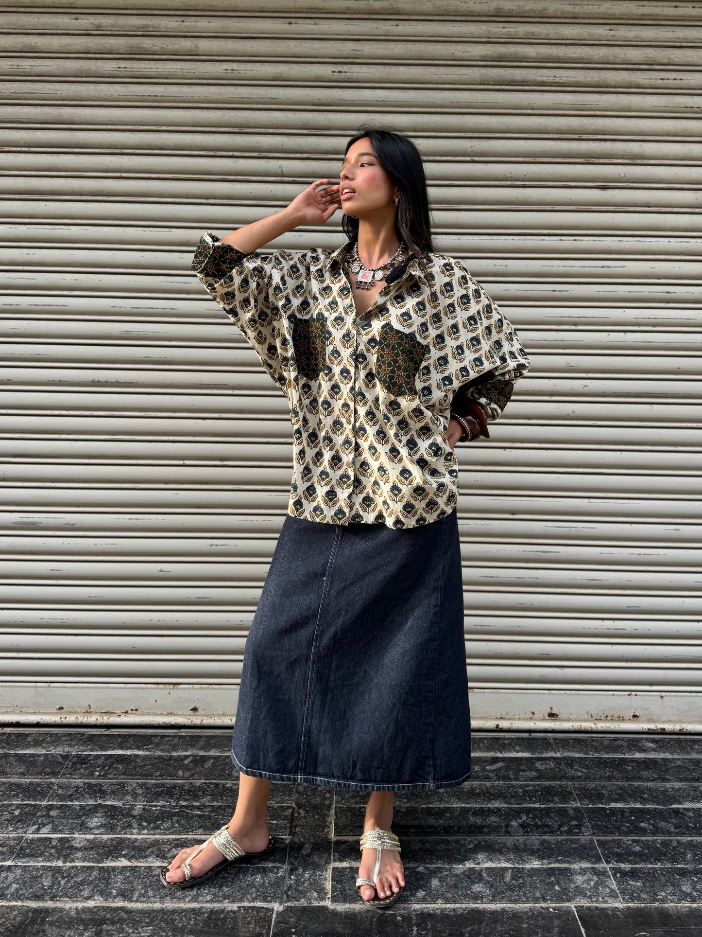 Malai Ajrakh Cotton Shirt