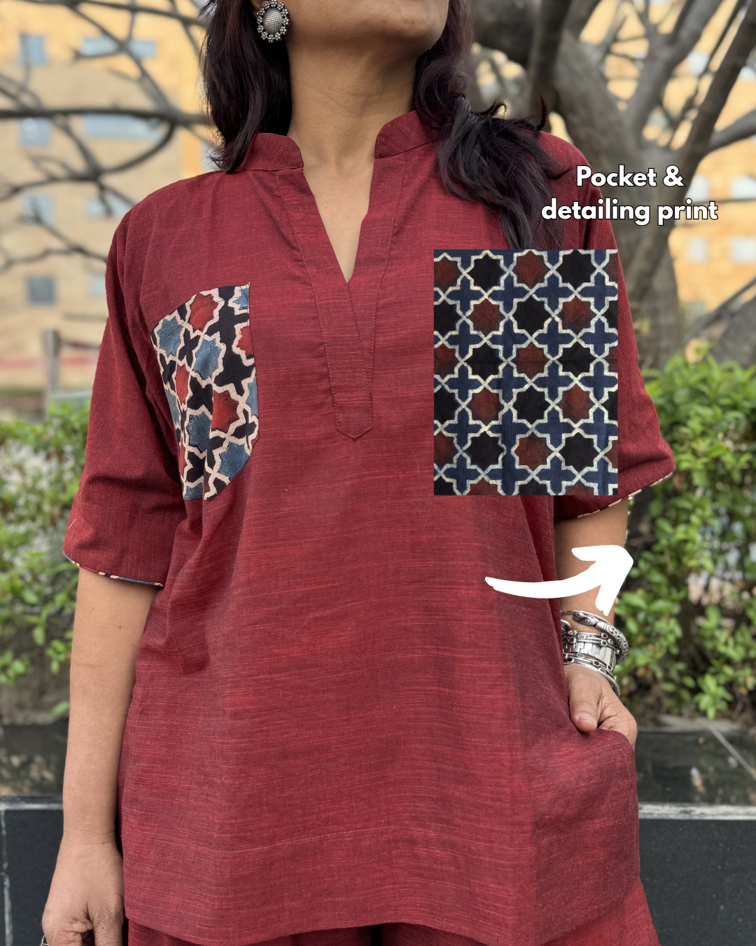 Rustic Red Cotton Co-ord with Balloon Pants