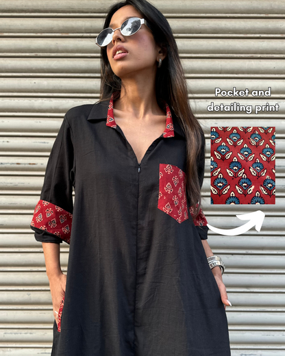 Black Shirt Jumpsuit