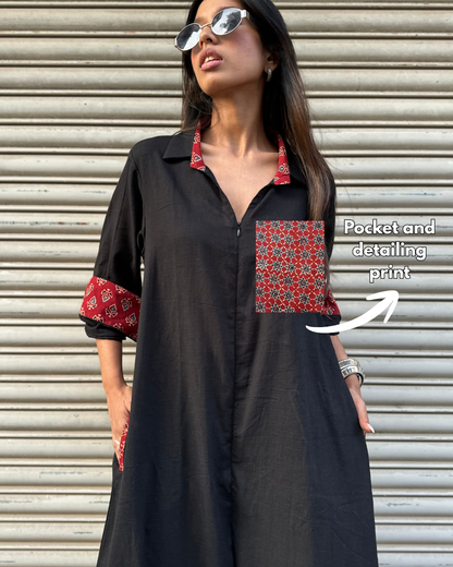 Black Shirt Jumpsuit (READY TO DISPATCH)