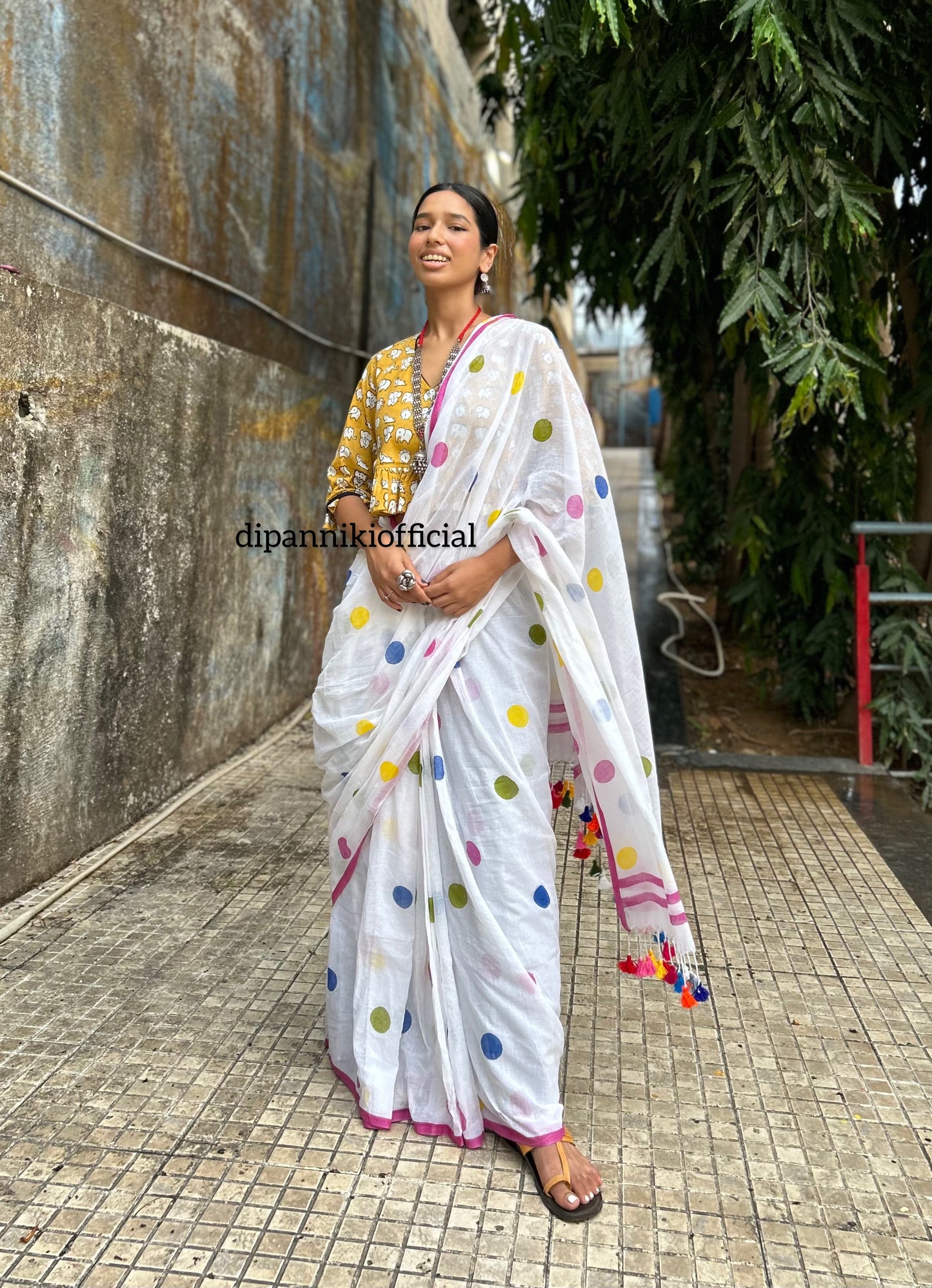 Multi mini polka saree