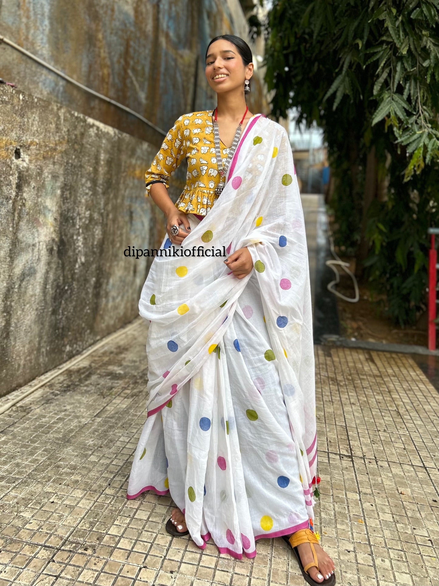 Multi mini polka saree