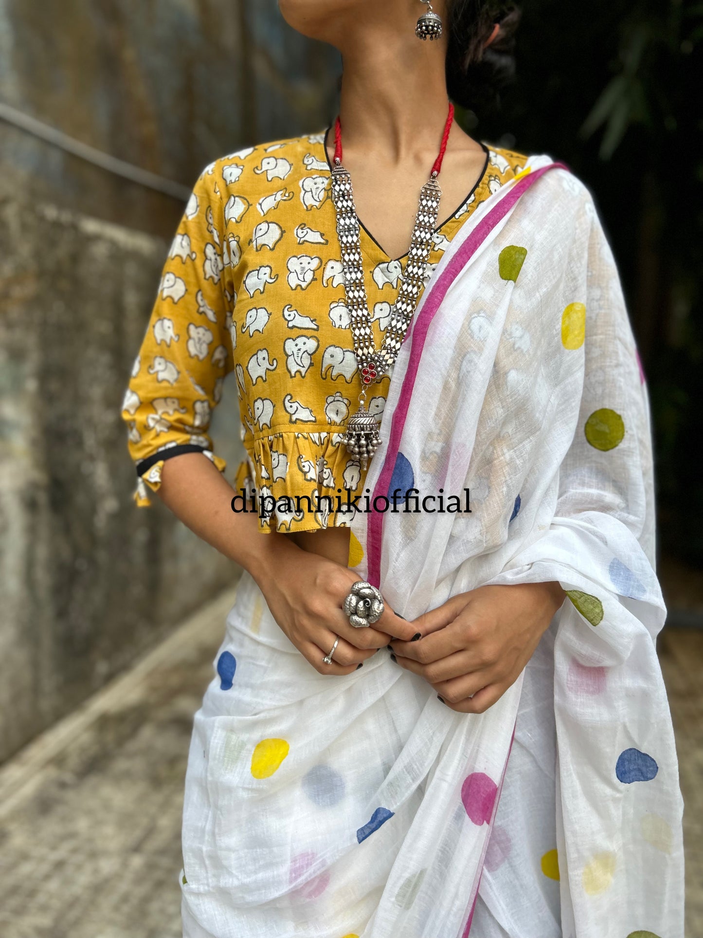 Multi mini polka saree