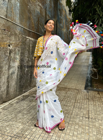 Multi mini polka saree